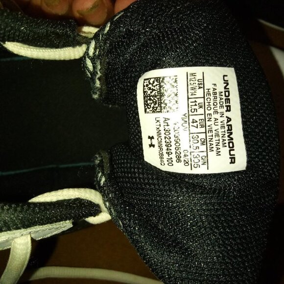 Under Armour Men's Black and White Trainers 12.5 - Picture 5 of 5